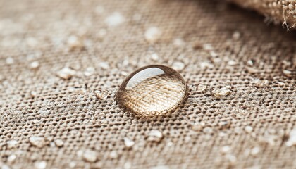 Water Droplet On Durable Gunny Ile For Effortless Cleaning And Waterproofing Various Surfaces. Enhance Protection And Ease Maintenance Tasks.