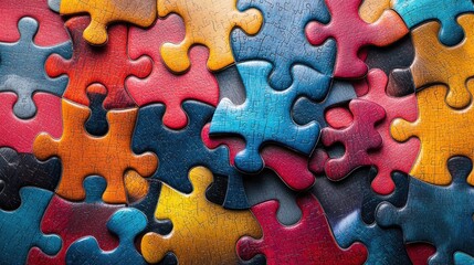 Fototapeta premium Colorful puzzle pieces close-up