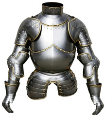 Medieval Steel Plate Armor Torso and Arms Display, transparent background png