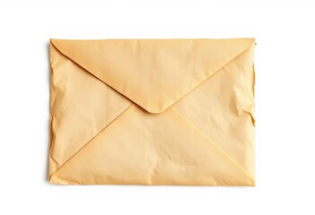 Aged, worn paper envelope isolated on pure white background, document, texture
