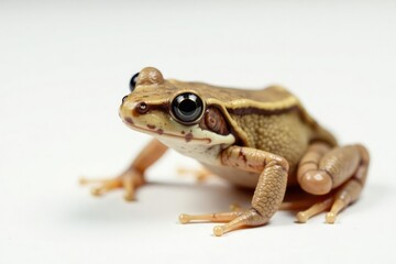 Small brown frog on pure white, speckled pattern, field, damp, fauna