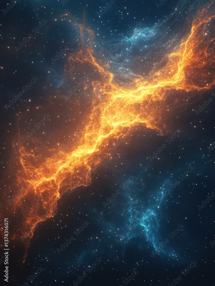 Poster ethereal cosmic canvas with vibrant nebula clouds and sparkling stars in deep space astronomy
