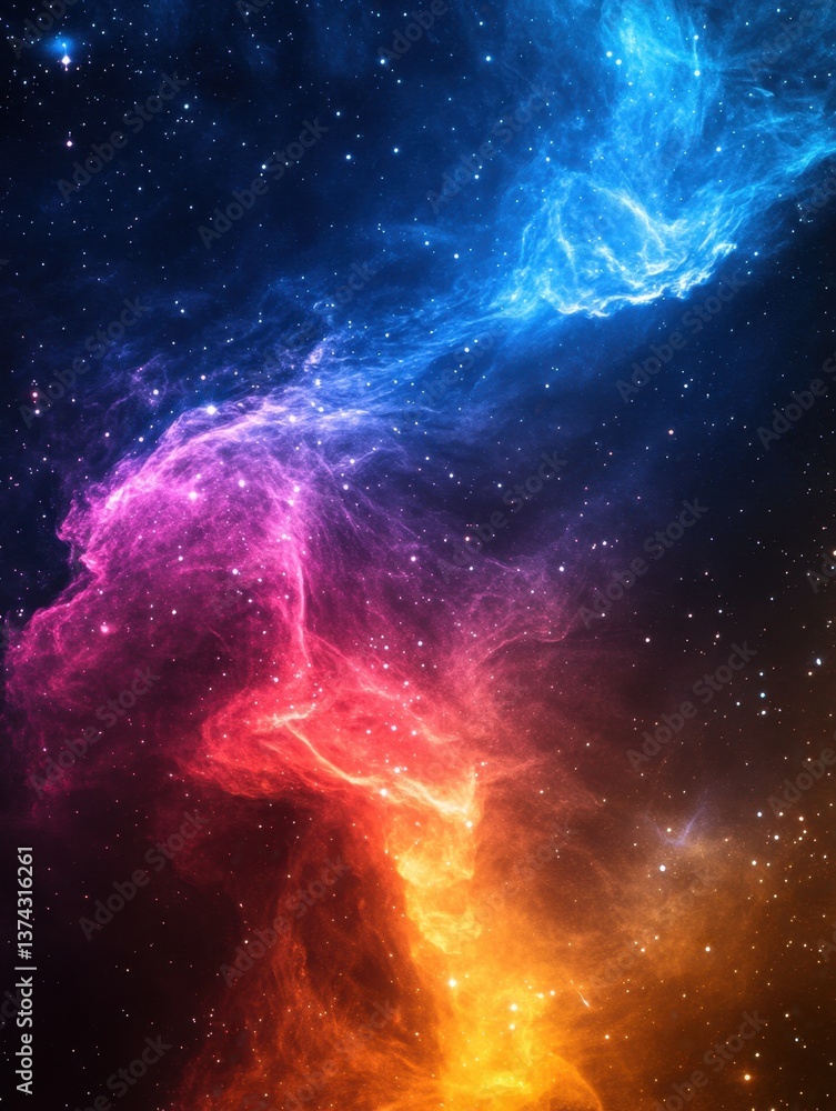 Poster ethereal nebula cloudscape in cosmic space a captivating display of celestial beauty and infinite de
