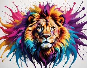 Vibrant lion emerges from a kaleidoscope of colors in a striking artwork showcasing the power of artificial intelligence and creativity Generative AI