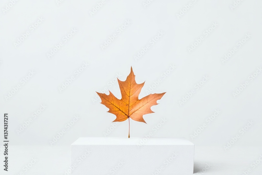 Aufkleber capture high-resolution image of single autumn leaf its vibrant colors contrasting against pristine 
