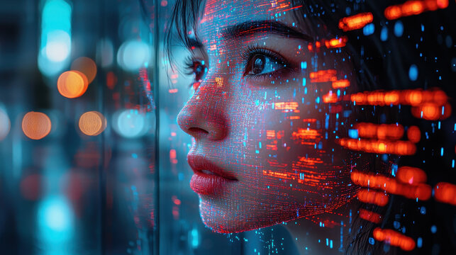 Deepfake technology blending real faces with artificial features showcases the line between authenticity and digital manipulation