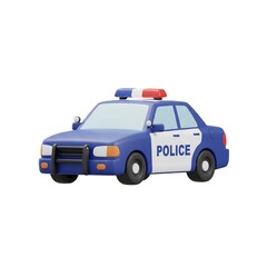 Fototapeta premium Cartoon Police Car 3D Rendering Illustration