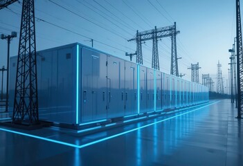 Obraz premium Clean Energy, Clean Design Raytraced Visualization of Streamlined Energy Storage Integration