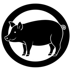 Fototapeta premium Cute pig icon vector perfect for farm, food, or animal-themed digital design projects.