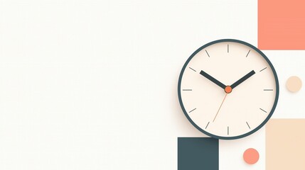 Digital illustration of a clock on a white background. the clock has a round face with black hands and an orange second hand.