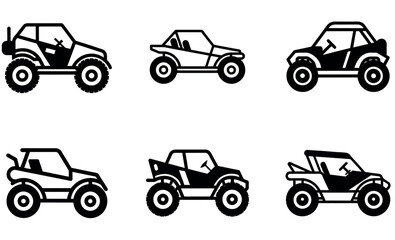 Naklejka premium Off-Road Dune Buggy Icons Vector Set 