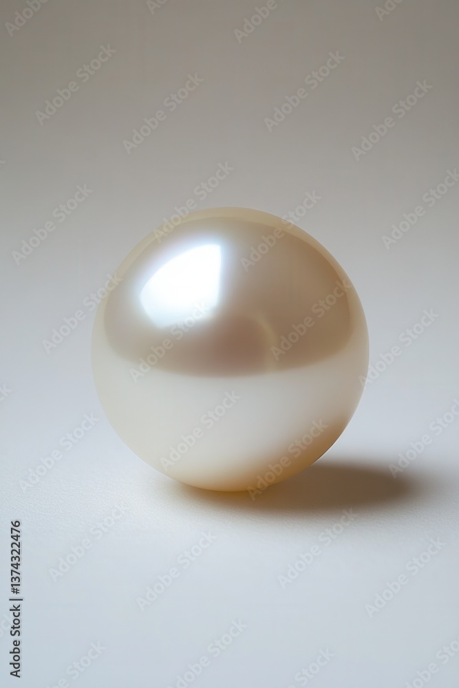 Poster Luminous pearl on a soft surface reflecting light in a studio setting with a clean background elegant and simple for jewelry design and luxury