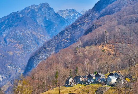 The small village in Val Lavizzara, Vallemaggia, Switzerland