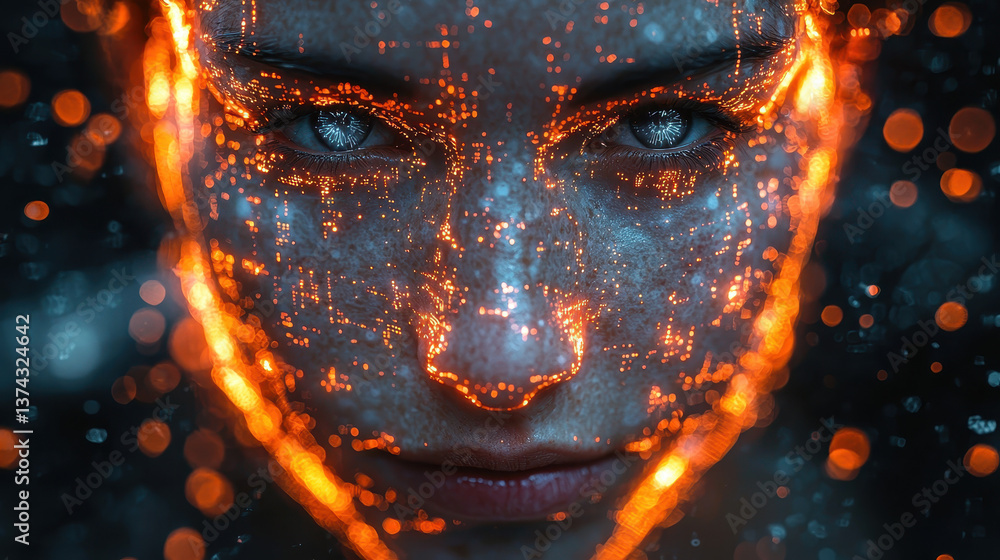 Aufkleber cybercriminal engages in high-tech hacking surrounded by futuristic technology and digital effects i