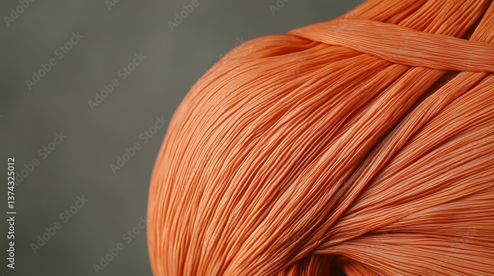 Poster a close-up image of intricately textured, orange-colored fibers, creating a visually striking patter