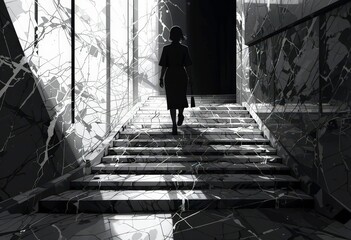  Elegant Climb in Black and White Illustration