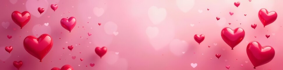 Vibrant red and pink hearts on a soft pastel background, background, Valentine's Day, celebration