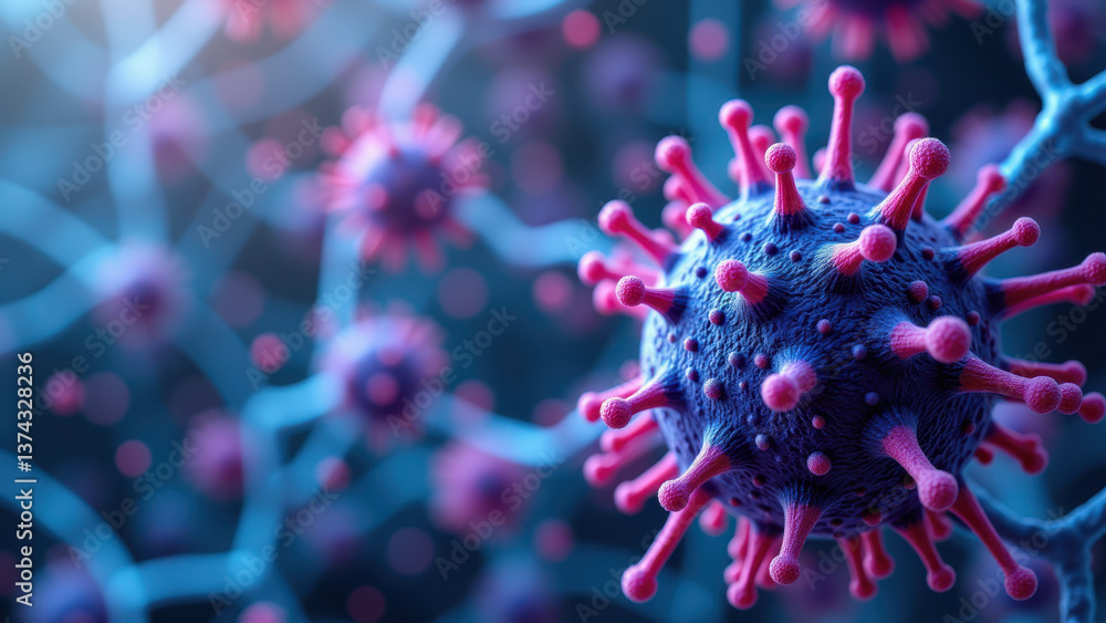 Poster a detailed 3d rendering of a glp-1 receptor on a cell surface with other receptors surrounding it.