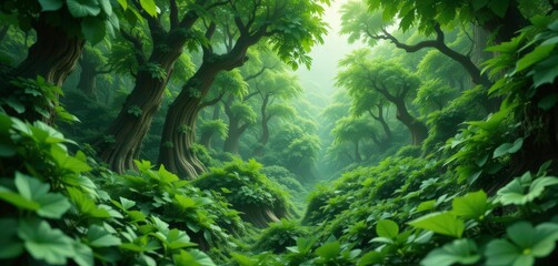  Tech Garden Lush Green Fractal Shapes Digital Growth in Nature Space