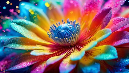Vibrant Blooming Flower with Multicolored Pollen