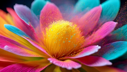 Vibrant Blooming Flower with Multicolored Pollen