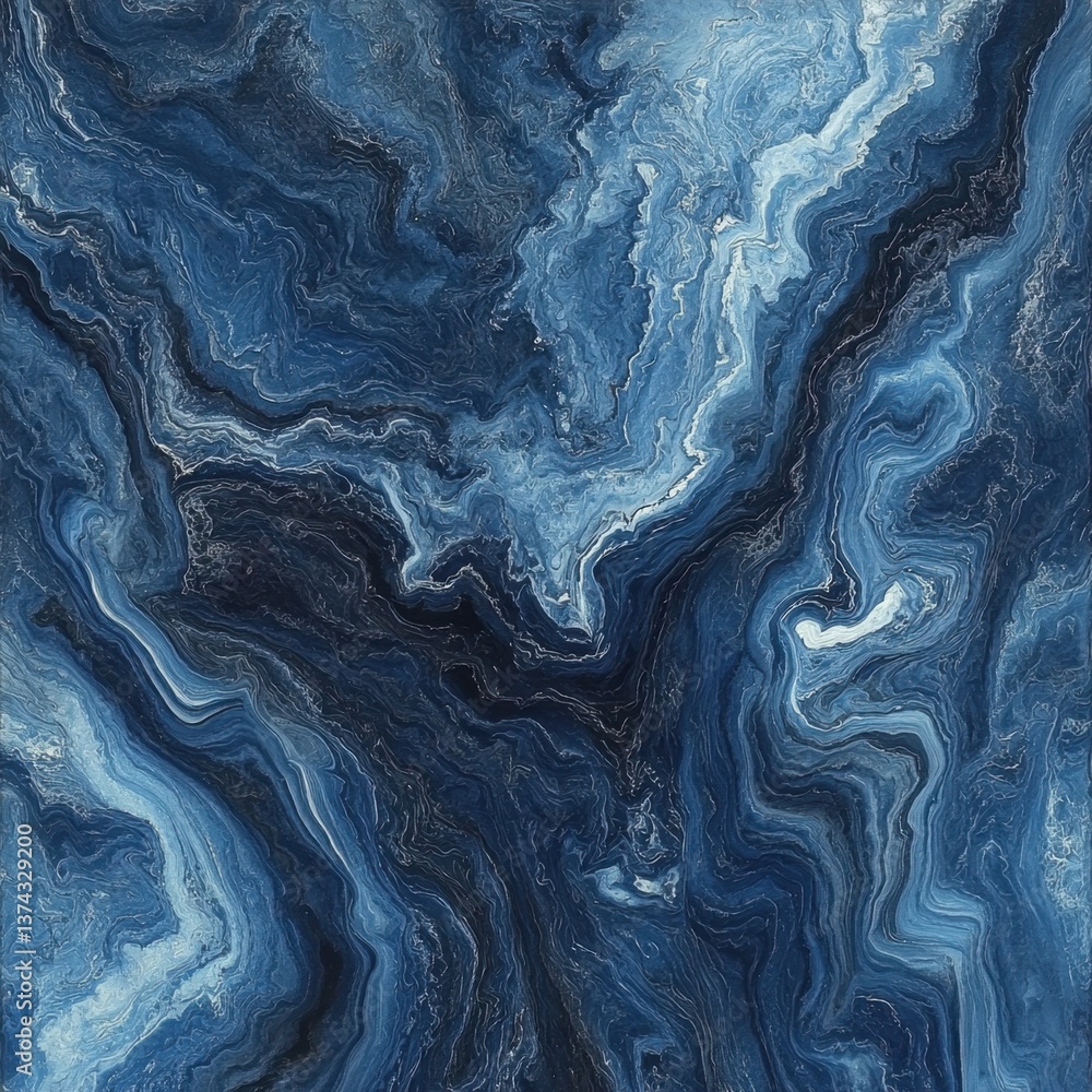 Poster abstract azure swirl of fluid art painting with dynamic movement and intricate details creating a ca