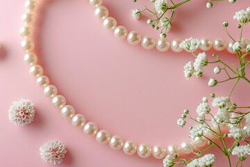 Obraz premium Pastel Pink Glitter Pearl Decoration Background with Copy Space