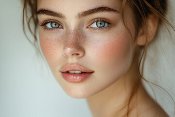 Woman with flowing red hair playing guitar beside a beach bonfire at dusk, silhouetted against the orange sky.