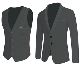Black woman suit and vest. vector illustration