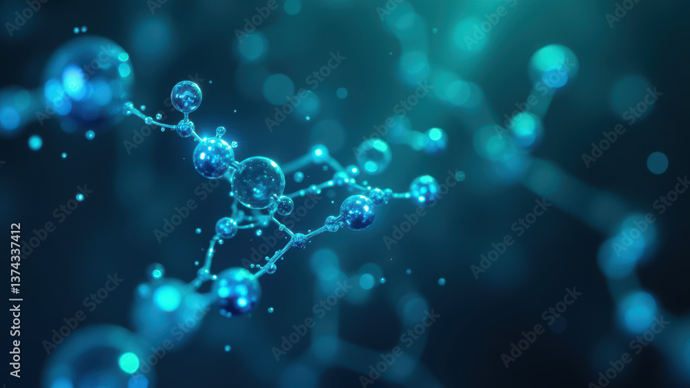 Aufkleber image showcasing the molecular structure of glp-1 with a blurred background of bubbles, emphasizing 