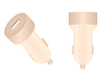 Brown  phone car charger. vector illustration