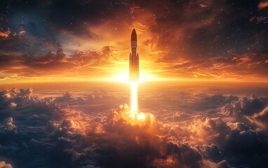 Rocket ascending towards the stars