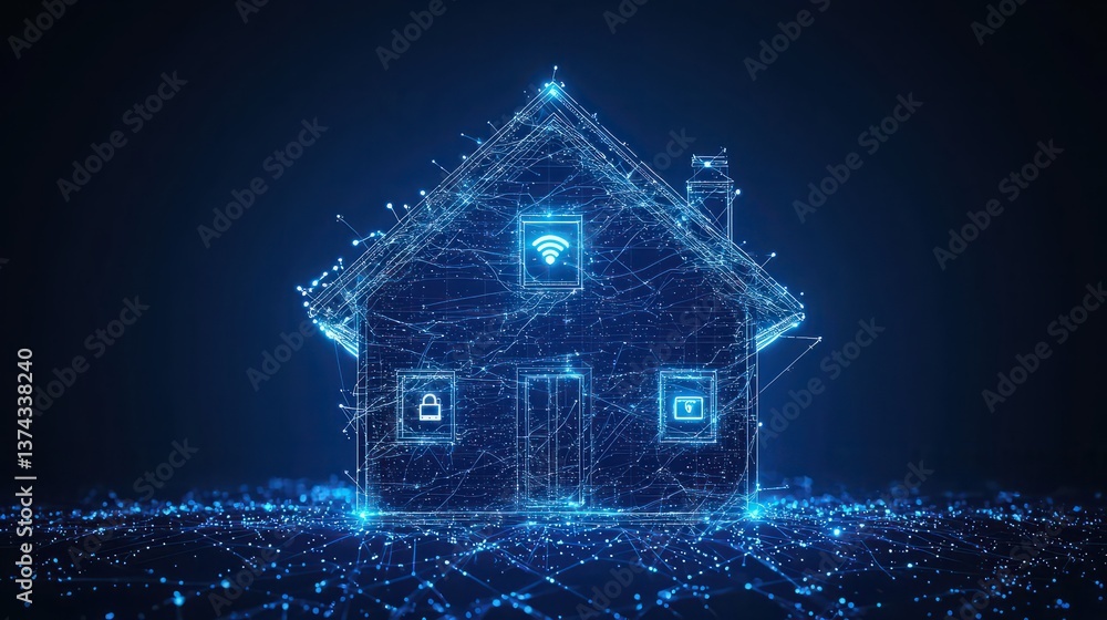 Poster futuristic digital house concept representing ai and computational language innovations in smart hom