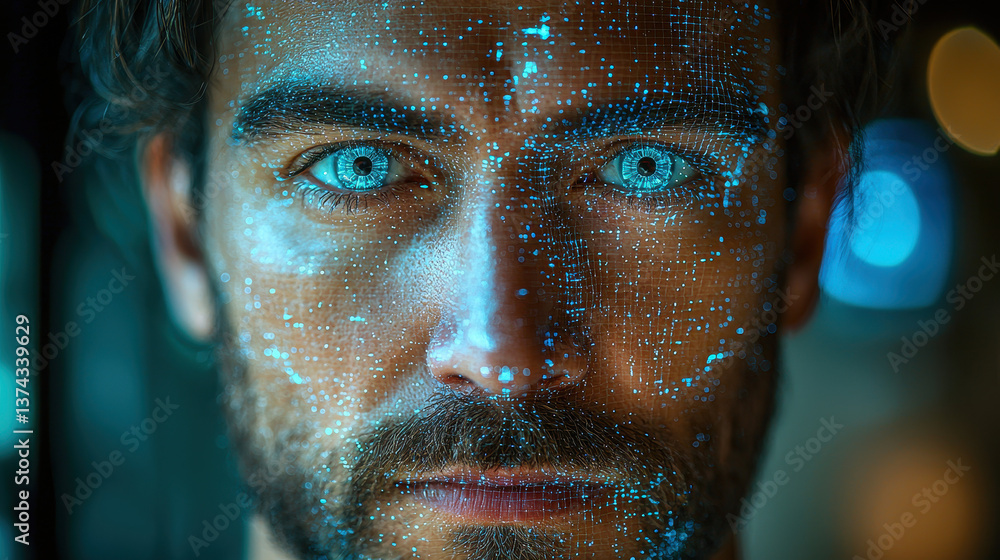 Poster split view of genuine face and deepfake alteration showcasing ai manipulation effects in a highly de