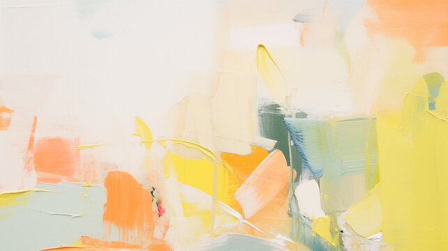 Bright summer landscape with minimalist art style featuring soft pastel colors