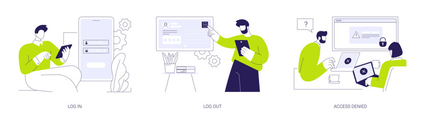 User profile access abstract concept vector illustrations.