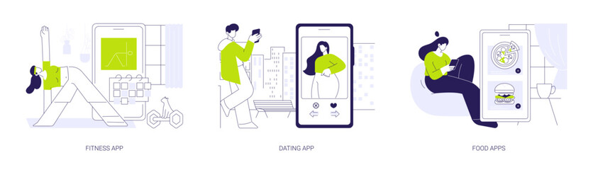 Lifestyle mobile apps abstract concept vector illustrations.