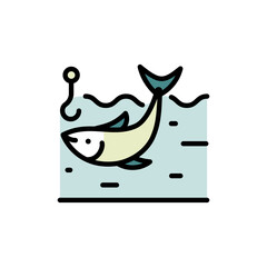 Various fishing related icon. Fishing Vector Icon. Catch seafood symbol. Vector Illustration. Isolated on White Background.