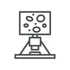 Blood Analysis Microscope Icon. Thin Line Illustration of Blood Cells Under Microscope Indicating Hematological Examination and Diagnostic Research. Ideal for Medical Applications