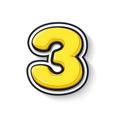 Naklejka premium Bold Yellow Number Three