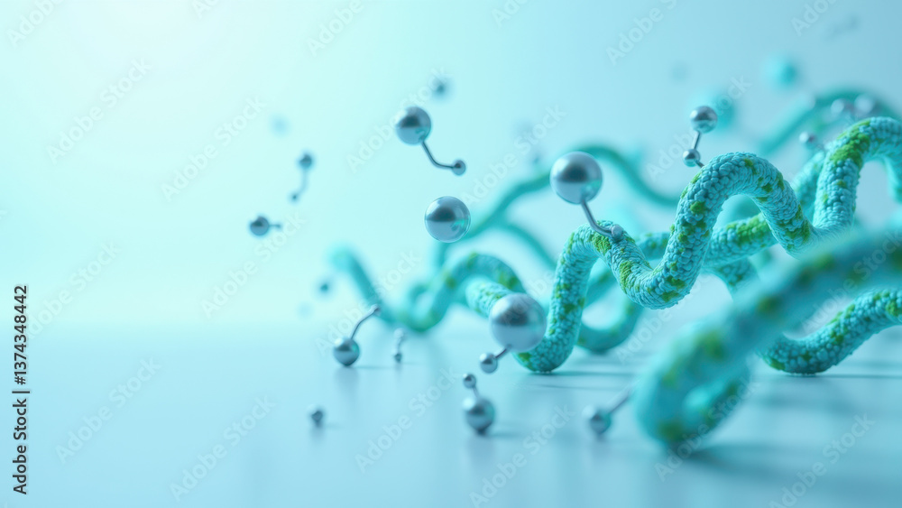 Poster a captivating digital illustration featuring a dynamic cluster of glp1 molecules against a gradient 