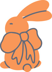 Flat Easter bunny with ribbon bow cute character