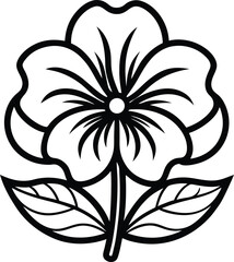 violet flower black and white outline icon on white background