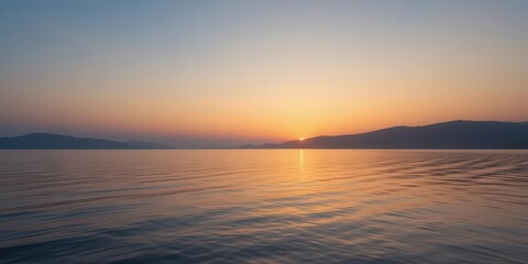 Obraz premium Dreamy Lakeside Sunset Smooth Color Gradients Gentle Water Ripples