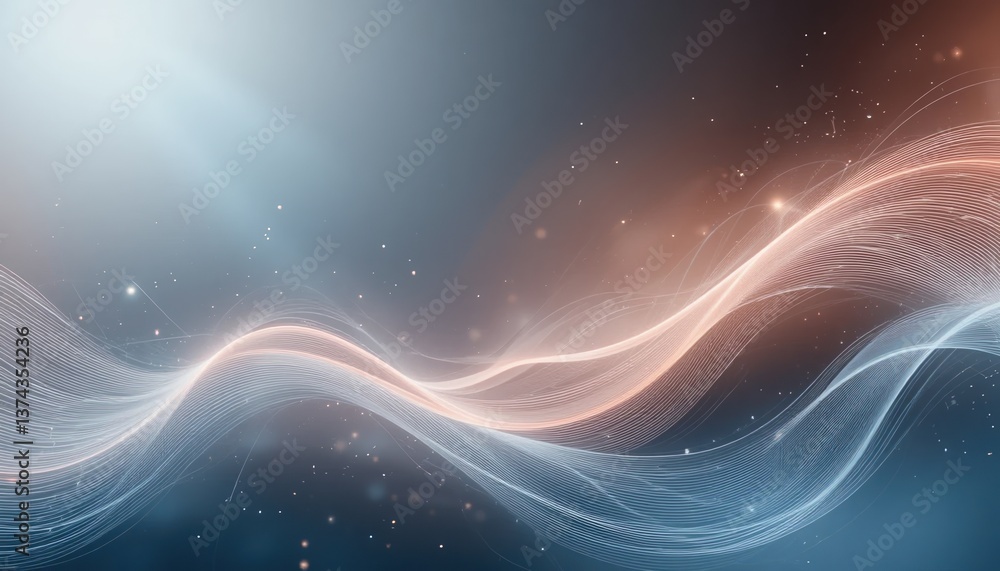 Poster dynamic light waves in digital space abstract visualizations high-tech environment futuristic design