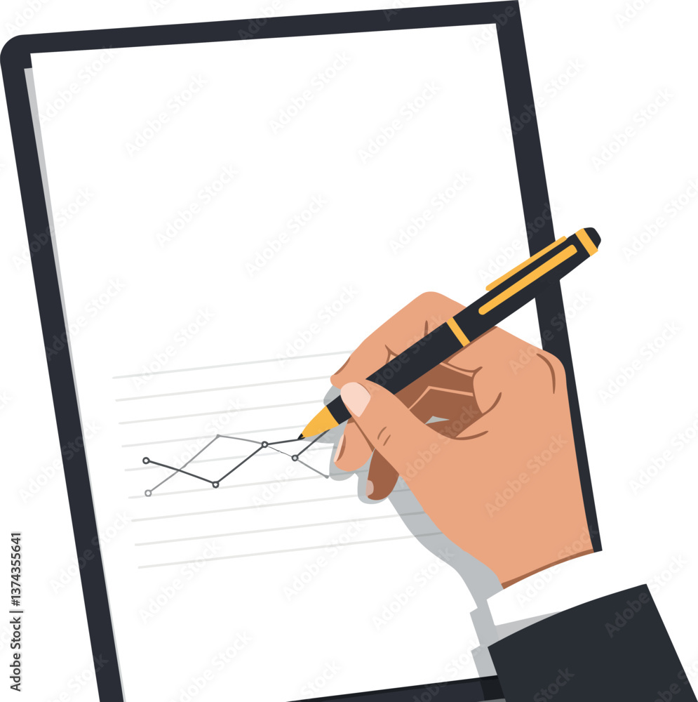 Aufkleber hand sketching a diagram on a notepad in a minimal vector illustration style