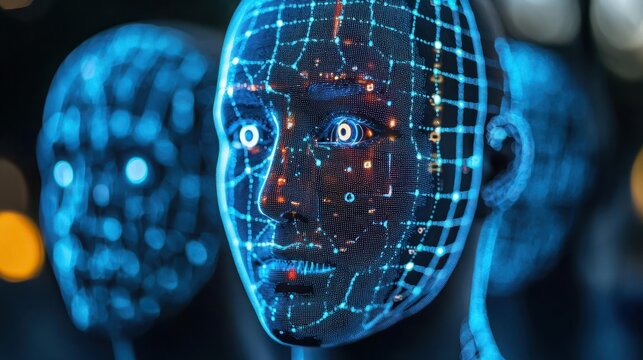 Advanced AI Language Model Representation in Computation Visualization with High-Tech Digital Elements and Humanlike Features