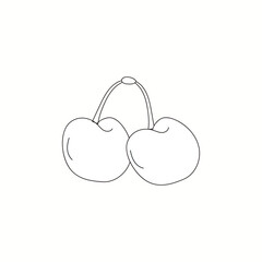 .Cherry. Bunches of cherry berries isolated on a white background Vector.