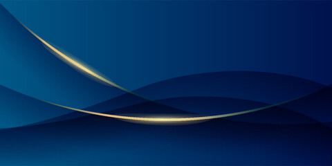 sleek dark blue background with smooth, golden light streaks curving across, creating an elegant and modern abstract design.