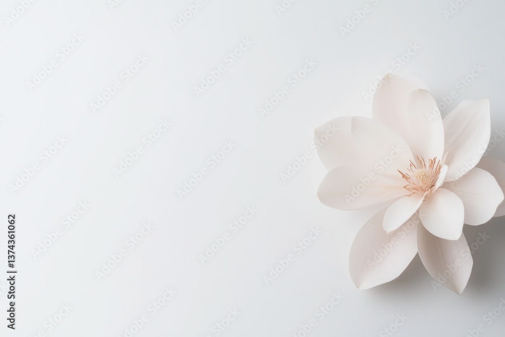 Poster delicate single flower with petals in soft bloom resting gracefully on pristine white background ill